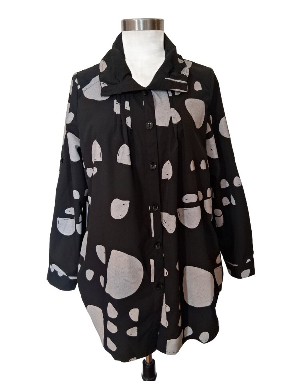Model France Avant Garde Abstract Lightweight 3/4 Length Coat L/XL